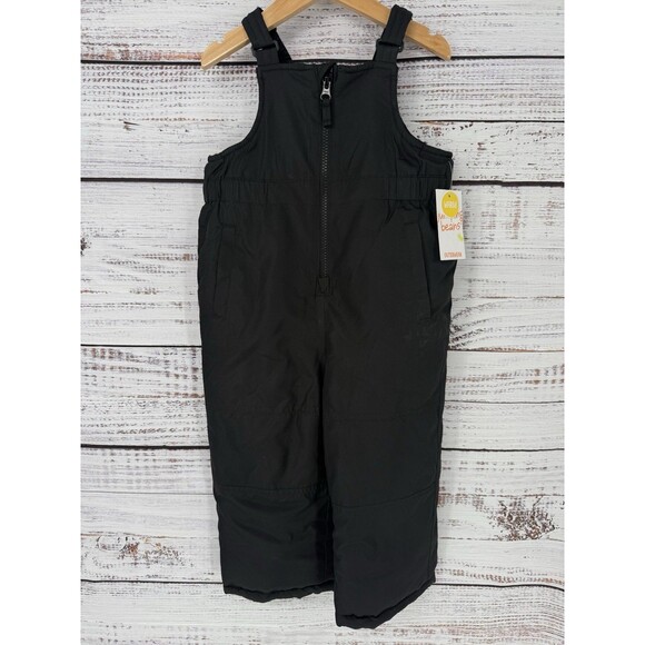 NWT Jumping beans boys Girls snow pants size 2T winter bibs black Warm Fleece - Picture 1 of 4